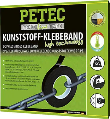 für alle Kunststoffe auch PE & PP - Kunststoff-Klebeband - 10m x 19 mm x 1,1 mm SB-Karte PETEC