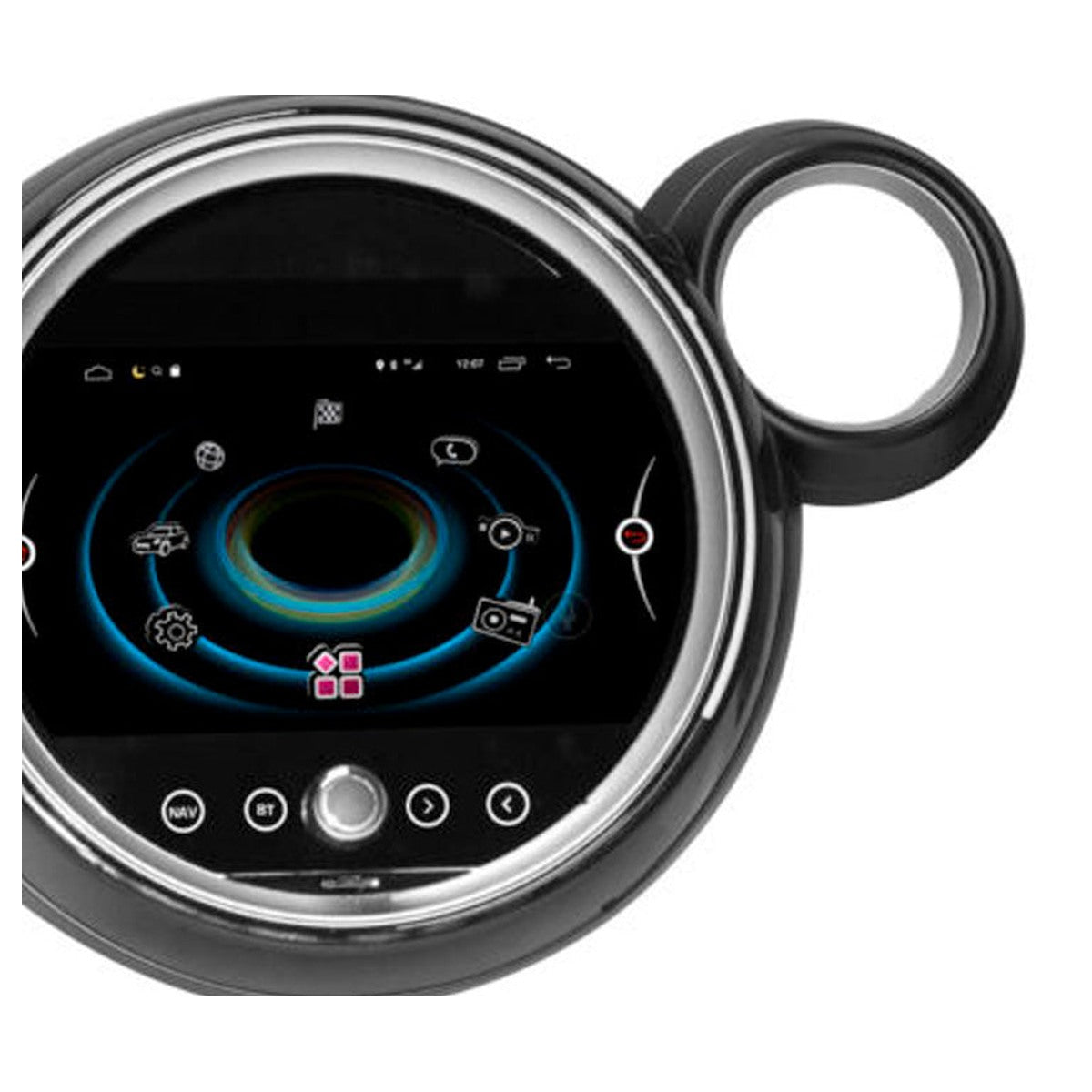 JFSound Android-Autoradio mit Navigation für MINI R60 (2011-2016) Klimabedienung oben, 9-Zoll-Display - Nahaufnahme 3 aus dem Originalfoto