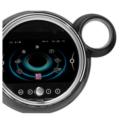 JFSound Android-Autoradio mit Navigation für MINI R60 (2011-2016) Klimabedienung oben, 9-Zoll-Display - Nahaufnahme 3 aus dem Originalfoto
