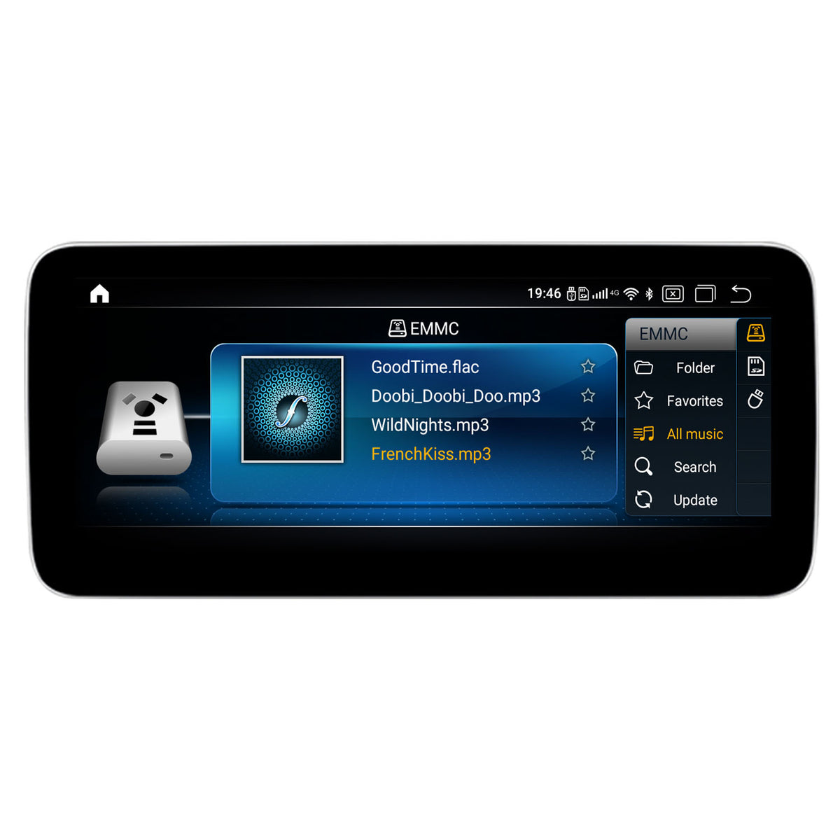 JFSound Android-Multimediasystem für Mercedes A-Klasse, CLA und GLA – Frontansicht