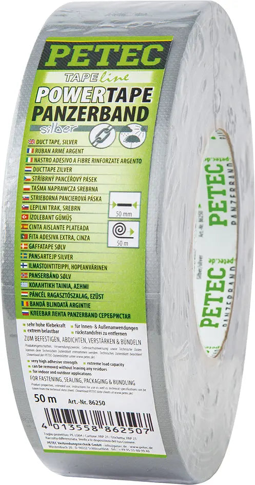 silber - POWER Tape, Panzerband - silber Rolle 50 m x 50 mm x 0,3 mm PETEC