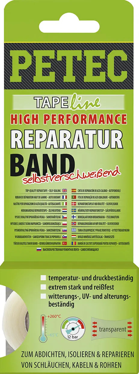 transparent selbstverschweißend - Reparaturband high performance - 3mx25mmx0,5mm PETEC