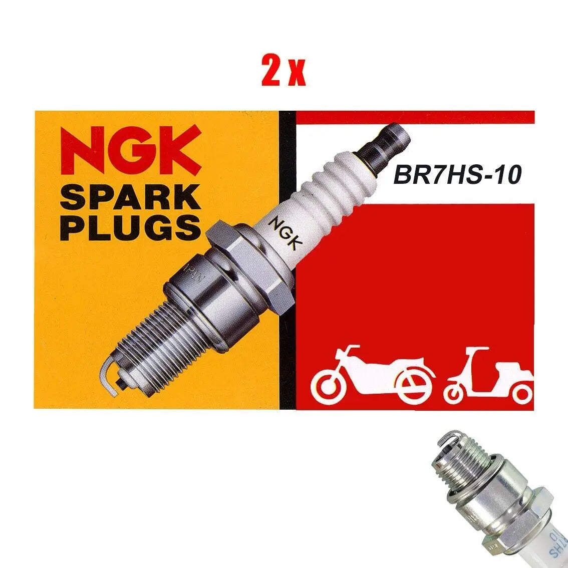 2 Stück NGK BR7HS-10 Zündkerze für Motor Roller Motorrad Aprilla Peugeot Honda - Samsuns Group