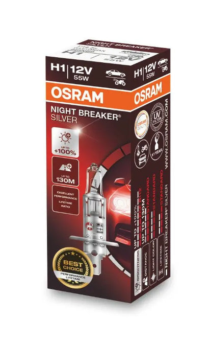 H1 12V 55W P14.5s NIGHT BREAKER® SILVER +100% 1 st. OSRAM - Samsuns Group