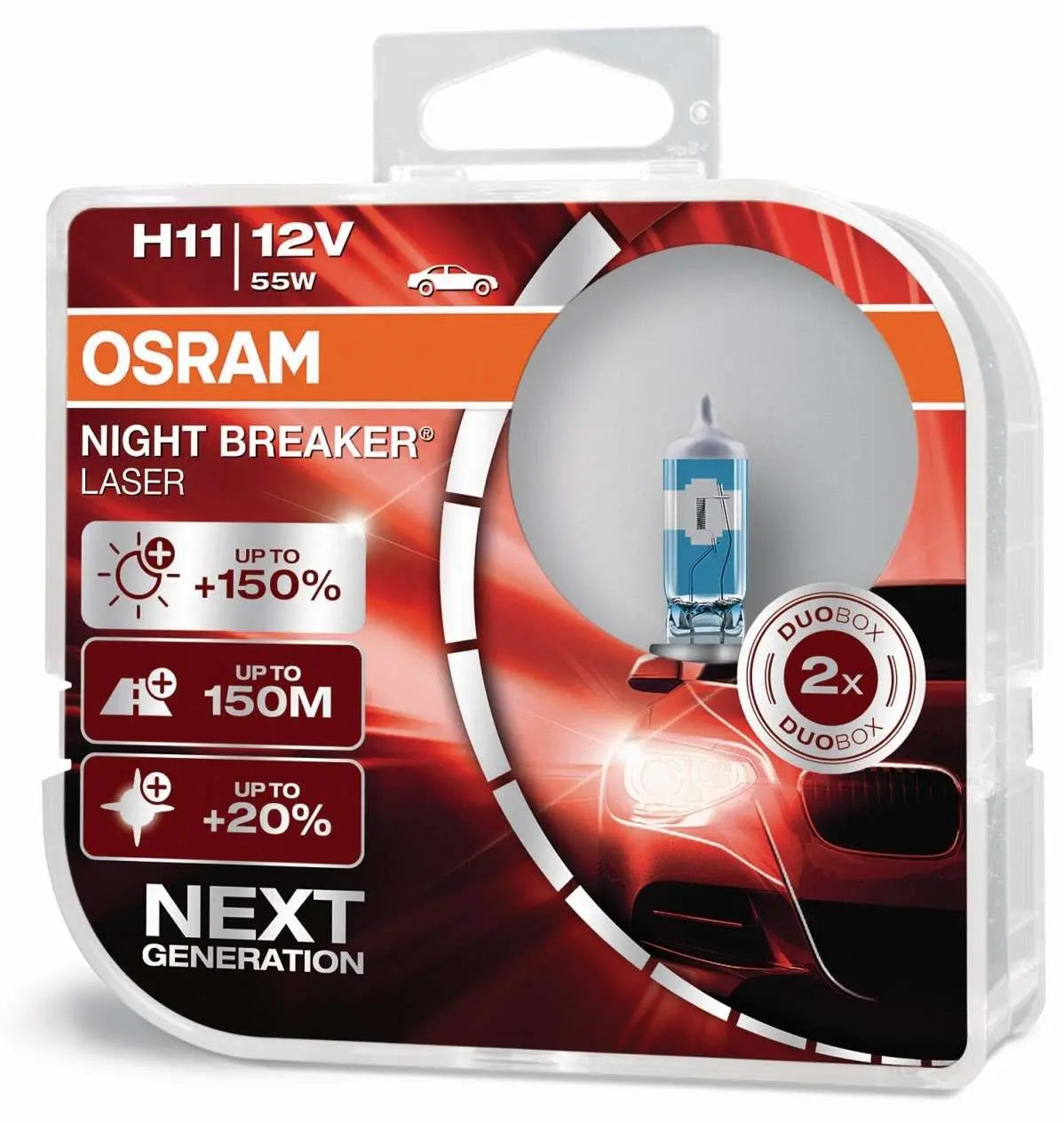 H11 12V 55W PGJ19-2 NIGHT BREAKER® LASER +150% mehr Helligkeit 2 St. OSRAM - Samsuns Group