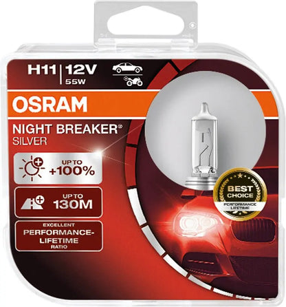 H11 12V 55W PGJ19-2 NIGHT BREAKER® SILVER +100% 2 St. OSRAM - Samsuns Group