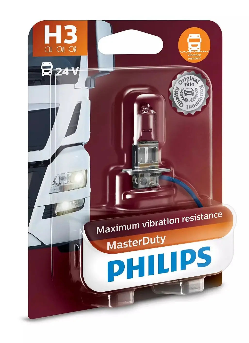 H3 24V 70W PK22s 24V Halogen MasterDuty 1St Philips - Samsuns Group