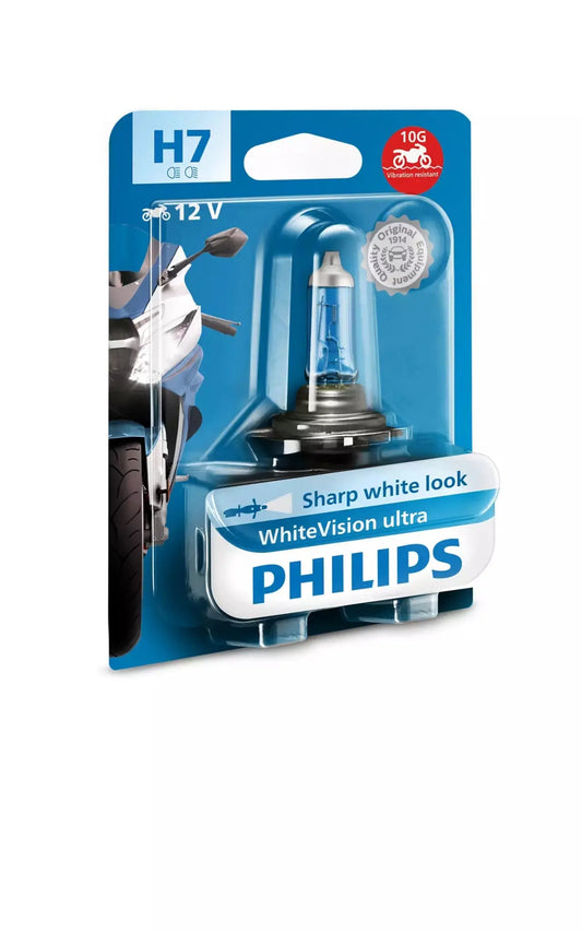 H7 12V 55W PX26d WhiteVision Ultra Moto 1st. Blister Philips - Samsuns Group