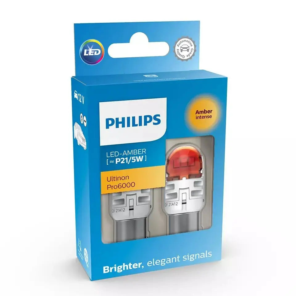 LED P21/5W 12V 2.5/0.5W Ultinon Pro6000 SI Amber Intense NOECE 2 St. Philips - Samsuns Group