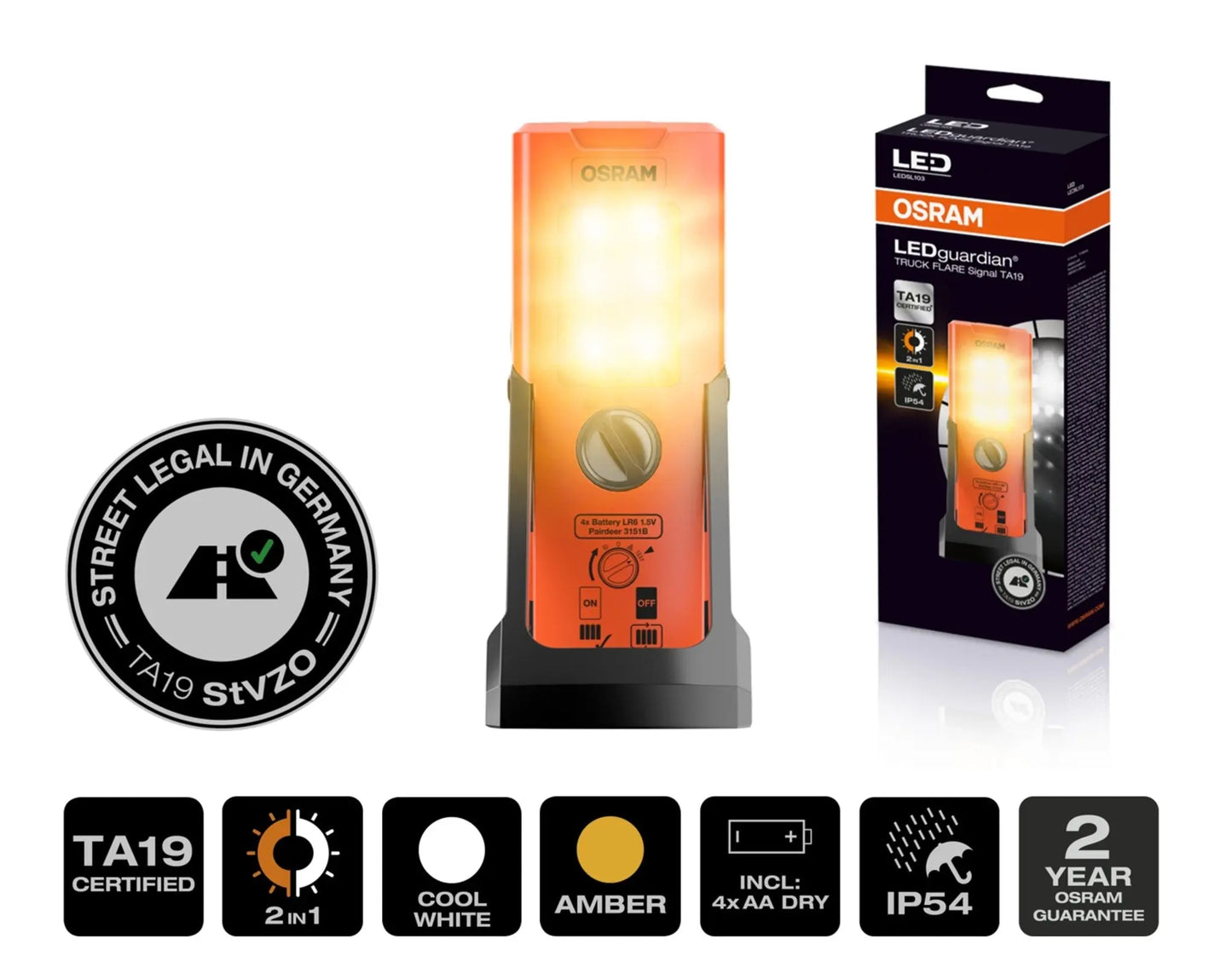 LEDGuardian® Truck Flare Signal TA19 Warn-, Notleuchte/Taschenlampe 1St OSRAM - Samsuns Group