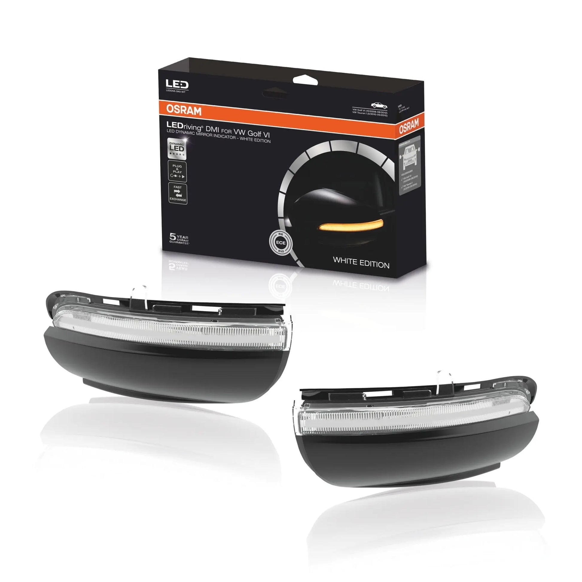 LEDRiving® Dynamische LED Spiegelblinker VW Golf VI, VW Touran I - White Edition - Samsuns Group