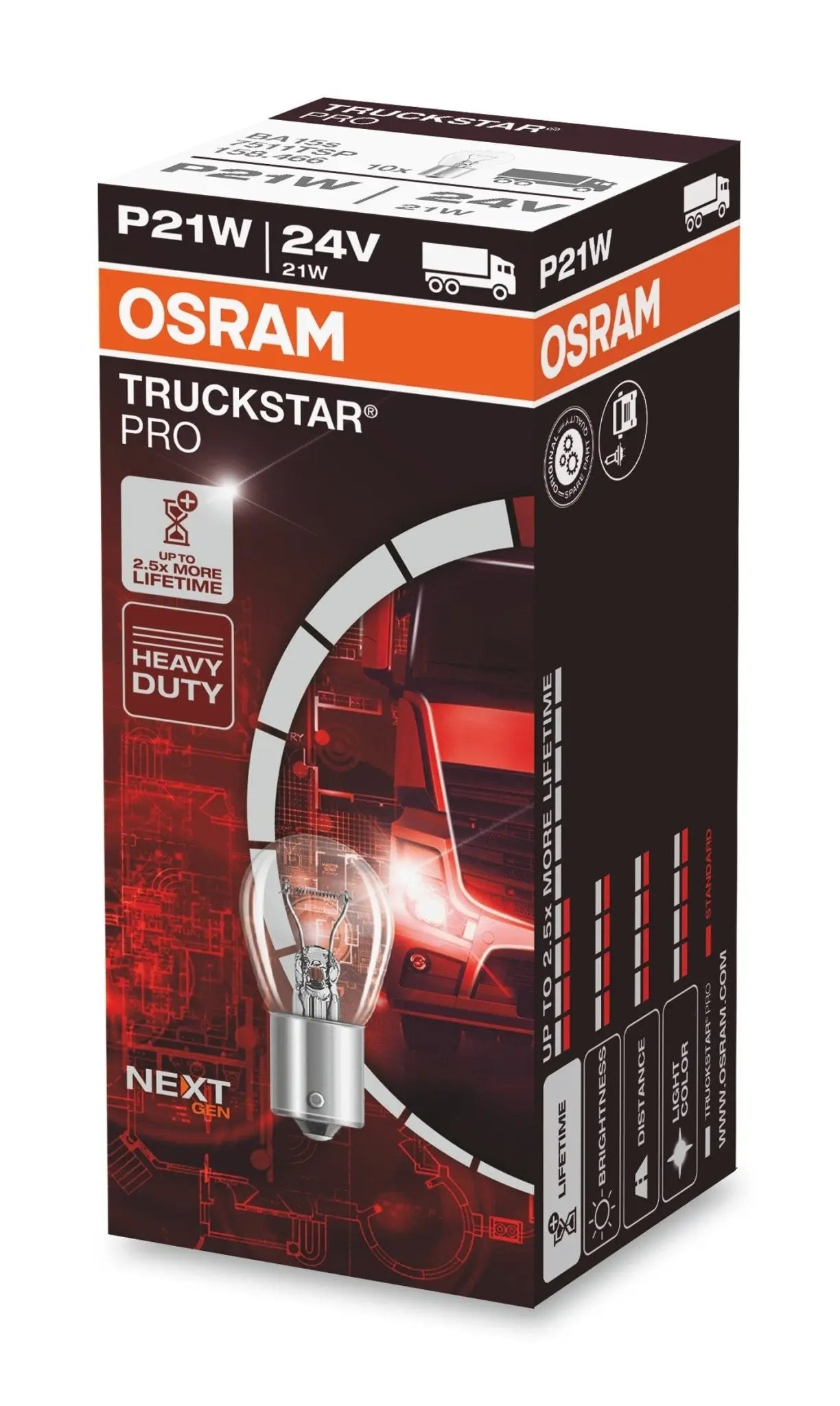 P21W 24V 21W BA15s TRUCKSTAR® PRO NEXT GEN bis 2,5x längere Lebensdauer 1St OSRAM - Samsuns Group