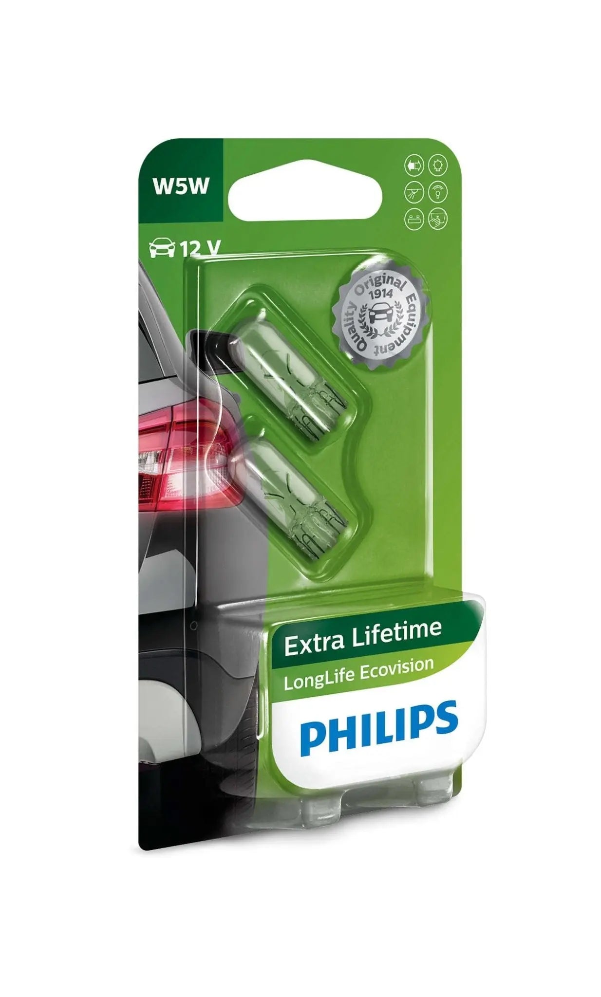 W5W 12V 5W W2,1x9,5d LongLife EcoVision Blister 2 St. Philips - Samsuns Group