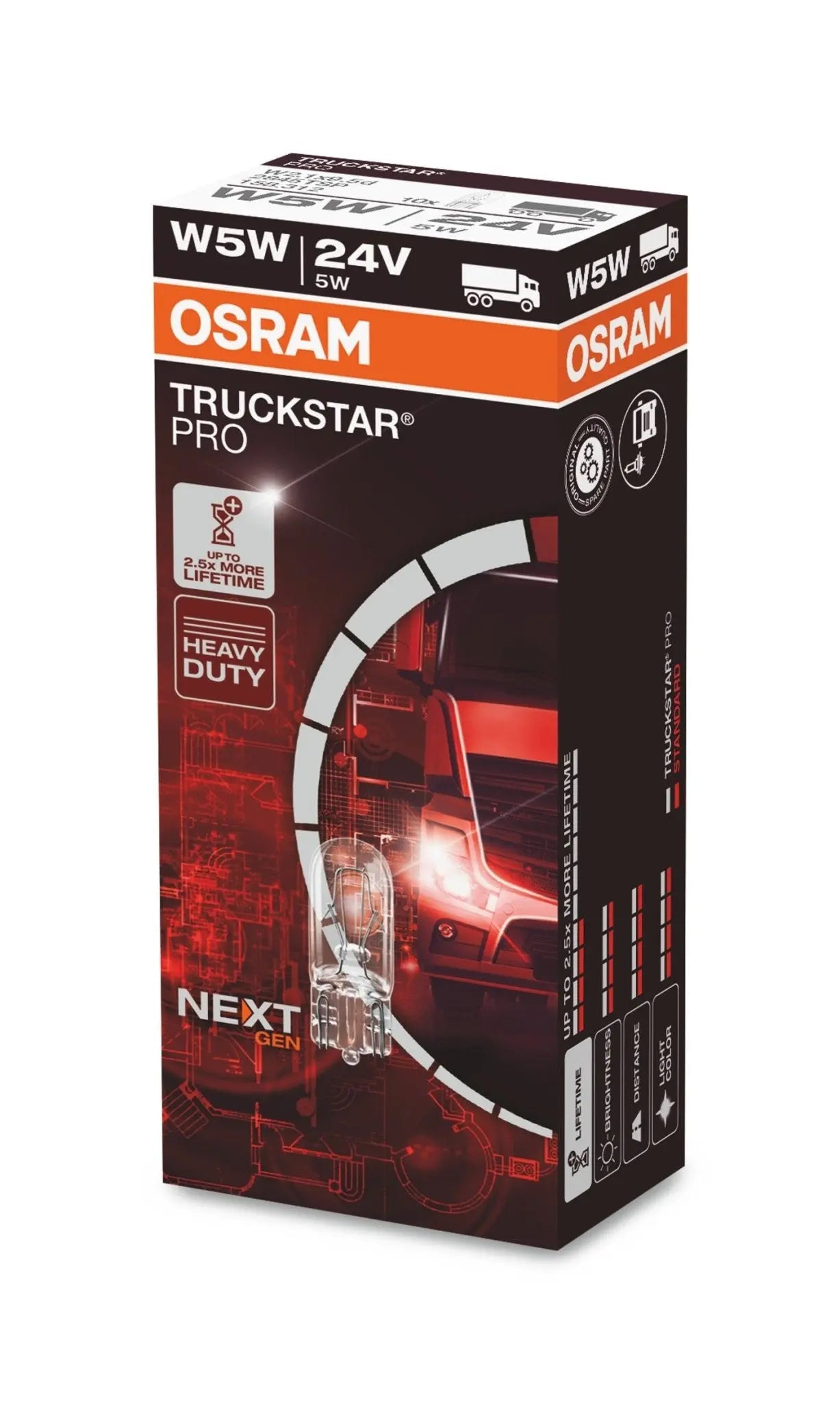 W5W 24V 5W W2.1x9.5d TRUCKSTAR® PRO NEXT GEN bis 2,5x längere Lebensdauer 1St OSRAM - Samsuns Group